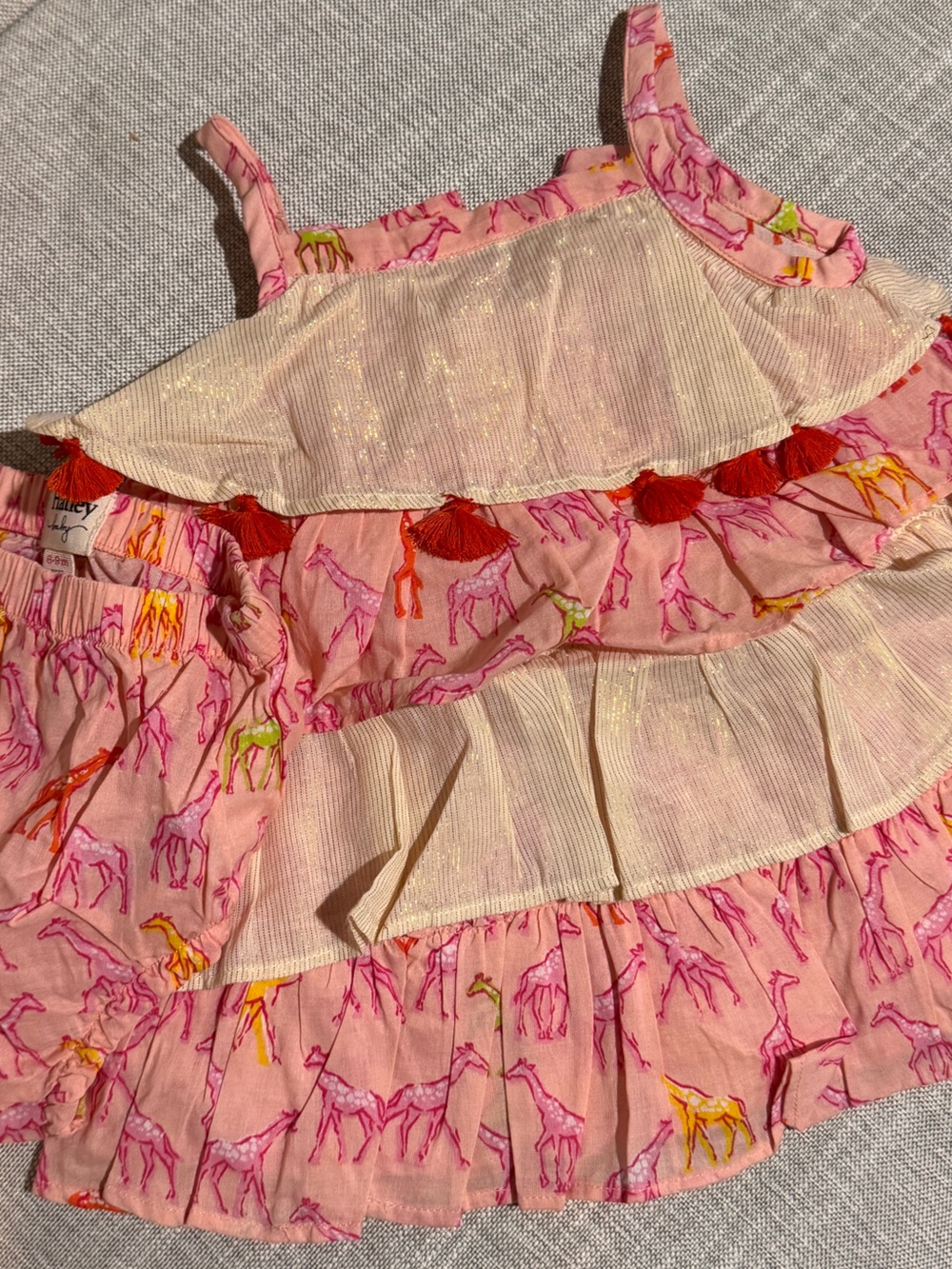 Hatley Pink Giraffe Print Dress with Ruffle Detail